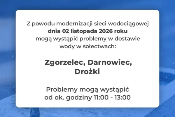 Utrudnienia z wodą w gminie Rychtal – 2 listopada