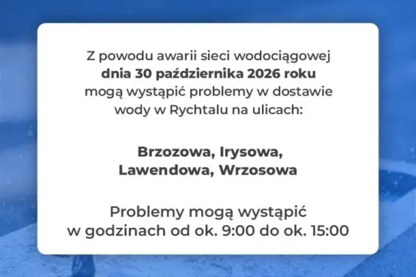 Awaria wodociągu w Rychtalu – utrudnienia na czterech ulicach