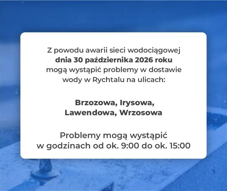 Awaria wodociągu w Rychtalu – utrudnienia na czterech ulicach