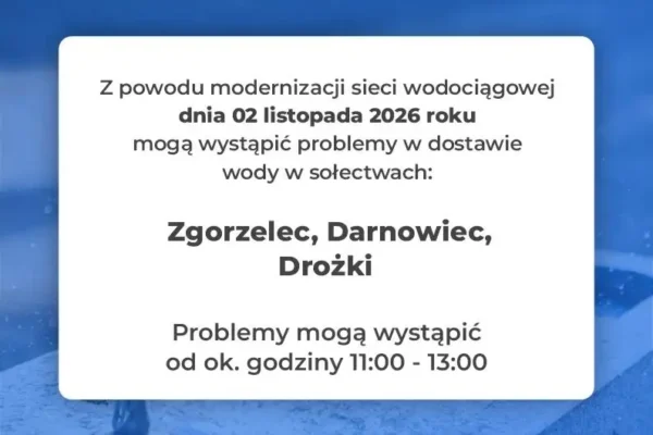 Modernizacja sieci wodociągowej w gminie Rychtal – możliwe przerwy w dostawie wody 2 listopada